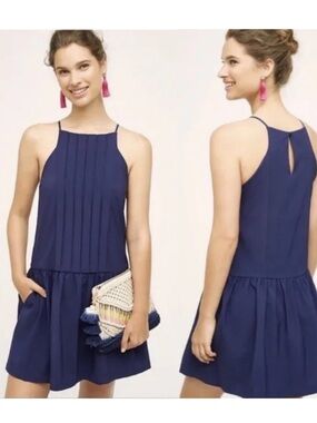 Sunday in Brooklyn Anthropologie Nessa Navy Drop Waist Dress Large